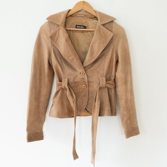 Soia & Kyo Tie Waist Leather Jacket - Picture 6 of 9